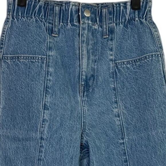 J. Crew Tapered Crop High Rise Wide Leg Jean Elastic Waist Patch Pockets 4 Blue - Picture 8 of 15